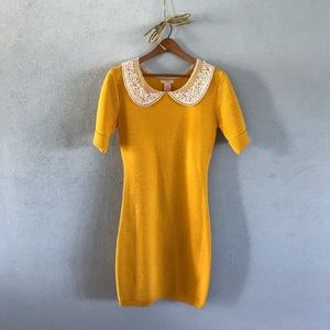 Tulle Ribbed Peter Pan Collar Dress